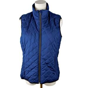 Finn Ryan Blue Full Zip Quilted Vest High Neck Lux Apparel Lined MED Golf Sport